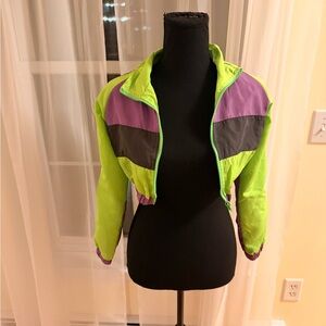 Vibrant Green and Purple Women's Bomber Jacket
